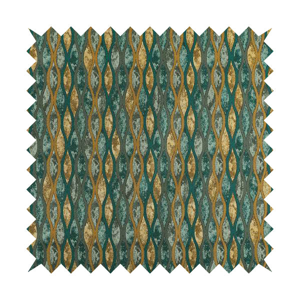 Jangwa Modern Two Tone Stripe Pattern Upholstery Curtains Gold Blue Colour Fabric CTR-627 - Handmade Cushions