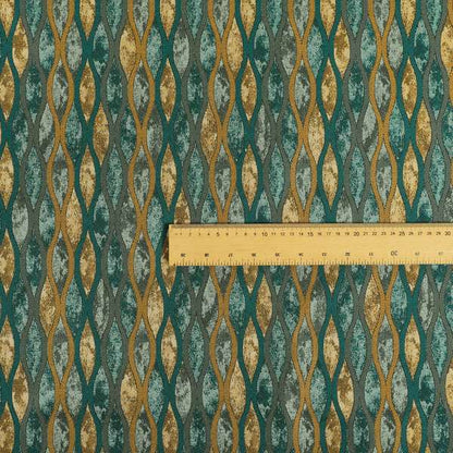 Jangwa Modern Two Tone Stripe Pattern Upholstery Curtains Gold Blue Colour Fabric CTR-627