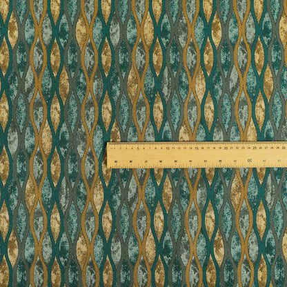 Jangwa Modern Two Tone Stripe Pattern Upholstery Curtains Gold Blue Colour Fabric CTR-627 - Made To Measure Curtains