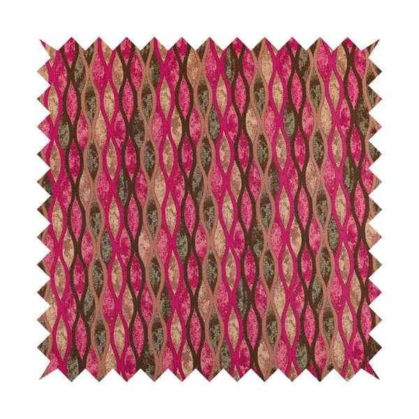 Jangwa Modern Two Tone Stripe Pattern Upholstery Curtains Brown Pink Colour Fabric CTR-628 - Made To Measure Curtains