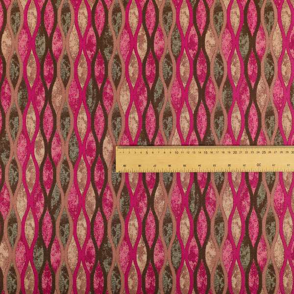 Jangwa Modern Two Tone Stripe Pattern Upholstery Curtains Brown Pink Colour Fabric CTR-628