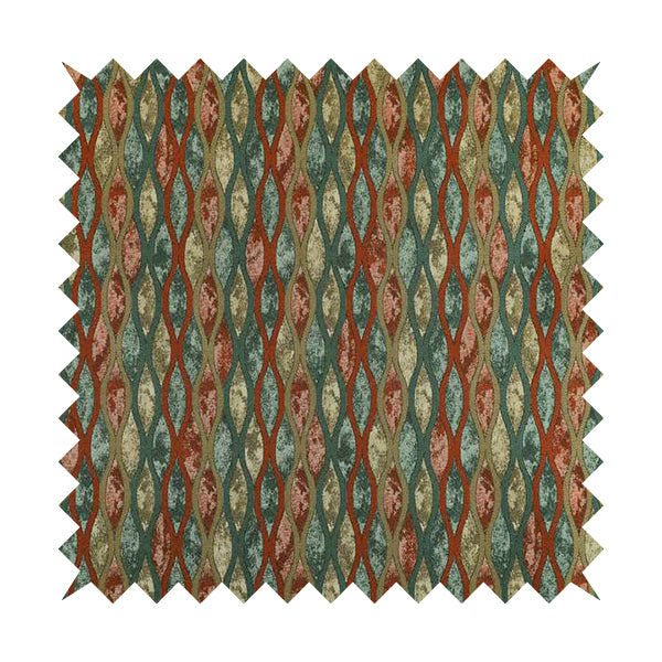 Jangwa Modern Two Tone Stripe Pattern Upholstery Curtains Orange Teal Colour Fabric CTR-629 - Made To Measure Curtains