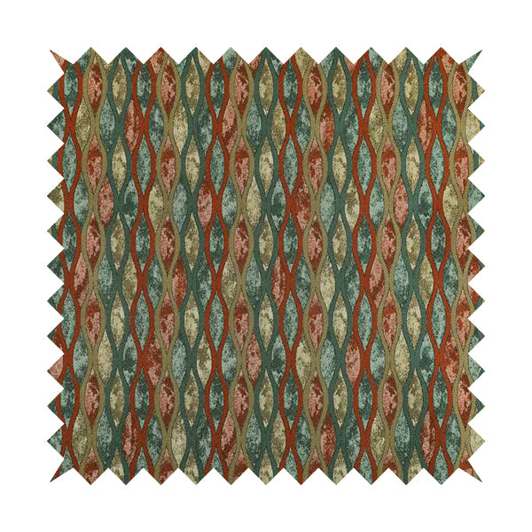 Jangwa Modern Two Tone Stripe Pattern Upholstery Curtains Orange Teal Colour Fabric CTR-629 - Handmade Cushions