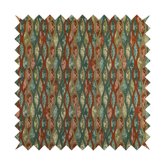 Jangwa Modern Two Tone Stripe Pattern Upholstery Curtains Orange Teal Colour Fabric CTR-629