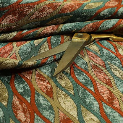 Jangwa Modern Two Tone Stripe Pattern Upholstery Curtains Orange Teal Colour Fabric CTR-629 - Roman Blinds