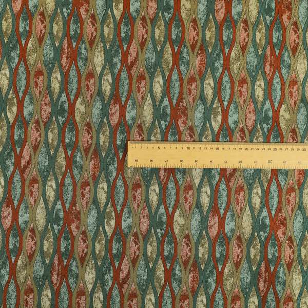 Jangwa Modern Two Tone Stripe Pattern Upholstery Curtains Orange Teal Colour Fabric CTR-629 - Roman Blinds