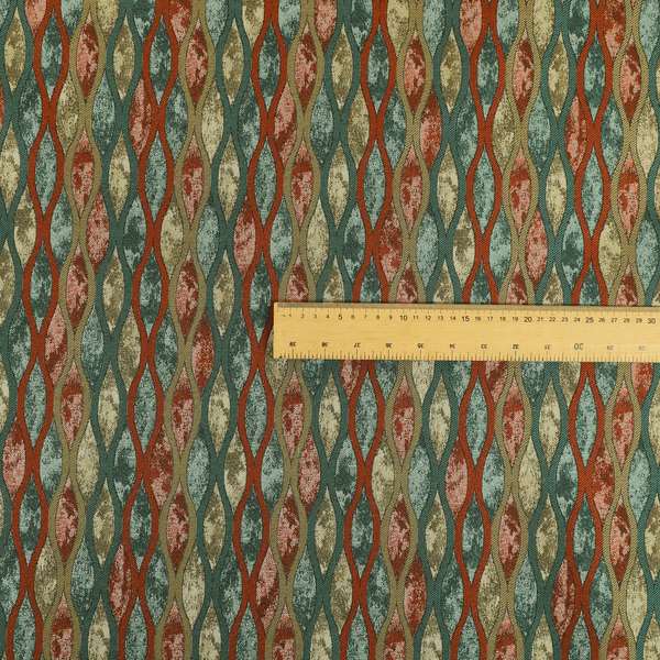 Jangwa Modern Two Tone Stripe Pattern Upholstery Curtains Orange Teal Colour Fabric CTR-629 - Handmade Cushions