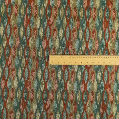 Jangwa Modern Two Tone Stripe Pattern Upholstery Curtains Orange Teal Colour Fabric CTR-629