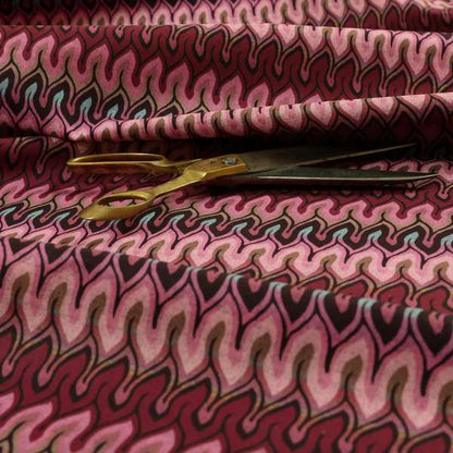 Freedom Printed Velvet Fabric Collection Retro Modern Pattern In Purple Pink Colour Upholstery Fabric CTR-63 - Roman Blinds