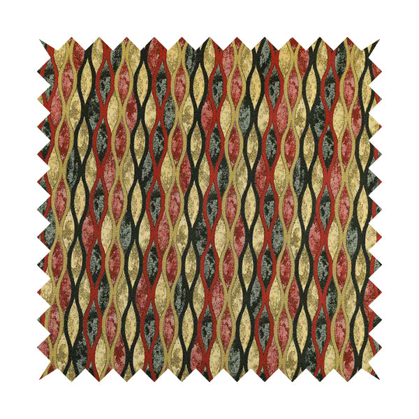 Jangwa Modern Two Tone Stripe Pattern Upholstery Curtains Black Yellow Red Colour Fabric CTR-630 - Handmade Cushions