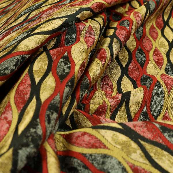 Jangwa Modern Two Tone Stripe Pattern Upholstery Curtains Black Yellow Red Colour Fabric CTR-630