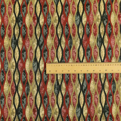 Jangwa Modern Two Tone Stripe Pattern Upholstery Curtains Black Yellow Red Colour Fabric CTR-630 - Handmade Cushions
