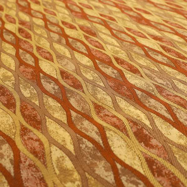 Jangwa Modern Two Tone Stripe Pattern Upholstery Curtains Yellow Orange Colour Fabric CTR-631 - Handmade Cushions