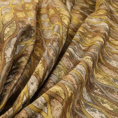 Jangwa Modern Two Tone Stripe Pattern Upholstery Curtains Gold Silver Colour Fabric CTR-632