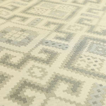 Inegal Modern Kilim Tetris Geometric Pattern Upholstery Furnishing Fabric In Silver CTR-636 - Handmade Cushions