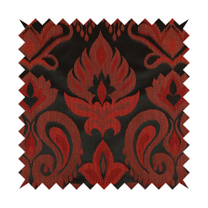 Menuett Floral Damask Pattern Upholstery Curtain Furnishing Fabric In Black Red CTR-641