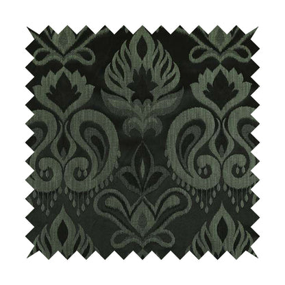 Menuett Floral Damask Pattern Upholstery Curtain Furnishing Fabric In Black Green CTR-642 - Handmade Cushions