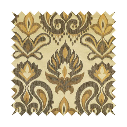 Menuett Floral Damask Pattern Upholstery Curtain Furnishing Fabric In Cream Brown CTR-643 - Made To Measure Curtains