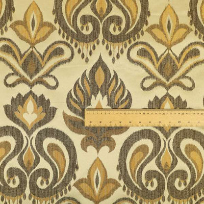 Menuett Floral Damask Pattern Upholstery Curtain Furnishing Fabric In Cream Brown CTR-643 - Made To Measure Curtains