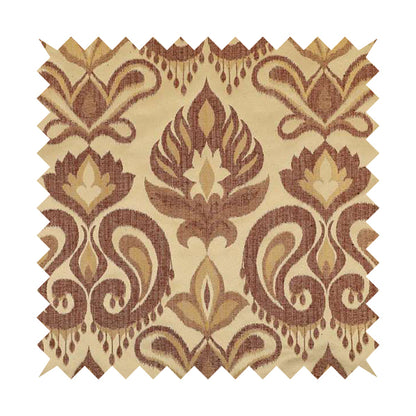 Menuett Floral Damask Pattern Upholstery Curtain Furnishing Fabric In Cream Bronze CTR-644 - Roman Blinds