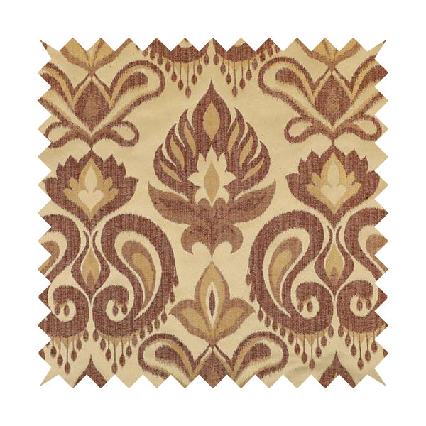 Menuett Floral Damask Pattern Upholstery Curtain Furnishing Fabric In Cream Bronze CTR-644 - Made To Measure Curtains