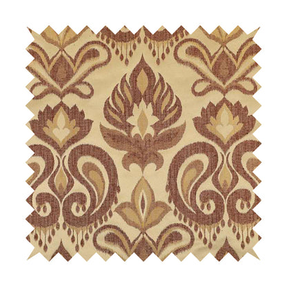 Menuett Floral Damask Pattern Upholstery Curtain Furnishing Fabric In Cream Bronze CTR-644