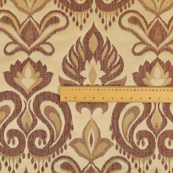 Menuett Floral Damask Pattern Upholstery Curtain Furnishing Fabric In Cream Bronze CTR-644 - Made To Measure Curtains