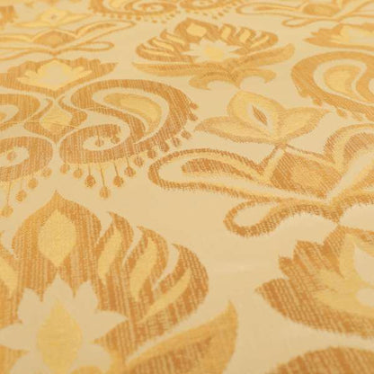 Menuett Floral Damask Pattern Upholstery Curtain Furnishing Fabric In Yellow CTR-645 - Roman Blinds