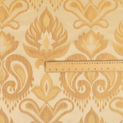 Menuett Floral Damask Pattern Upholstery Curtain Furnishing Fabric In Yellow CTR-645 - Roman Blinds