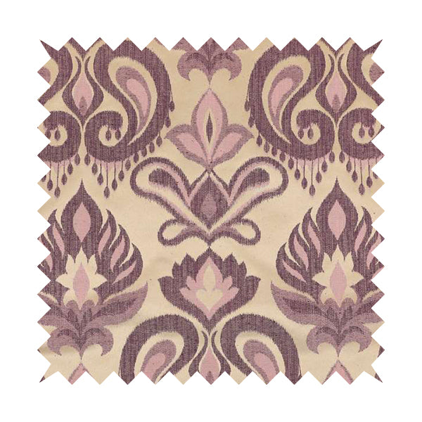 Menuett Floral Damask Pattern Upholstery Curtain Furnishing Fabric In Purple CTR-646 - Roman Blinds