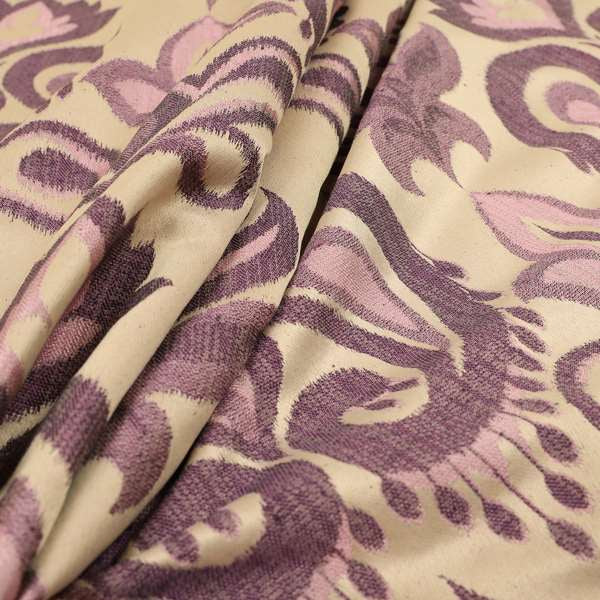 Menuett Floral Damask Pattern Upholstery Curtain Furnishing Fabric In Purple CTR-646 - Roman Blinds