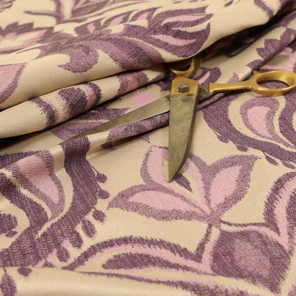 Menuett Floral Damask Pattern Upholstery Curtain Furnishing Fabric In Purple CTR-646 - Roman Blinds