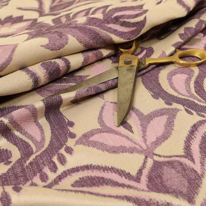 Menuett Floral Damask Pattern Upholstery Curtain Furnishing Fabric In Purple CTR-646 - Made To Measure Curtains