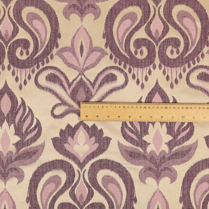 Menuett Floral Damask Pattern Upholstery Curtain Furnishing Fabric In Purple CTR-646 - Roman Blinds