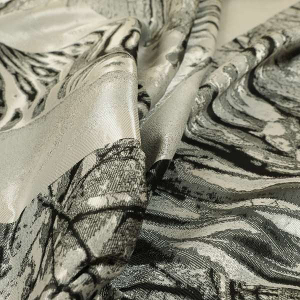 Bruges Life Grey Silver Black Green Eye Tiger Animal Pattern Upholstery Fabric CTR-647