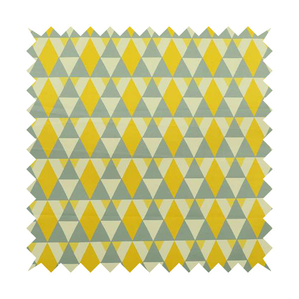 Freedom Printed Velvet Fabric Collection Le Triangle Modern Design In Yellow Grey Colours Upholstery Fabric CTR-65 - Roman Blinds