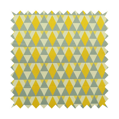 Freedom Printed Velvet Fabric Collection Le Triangle Modern Design In Yellow Grey Colours Upholstery Fabric CTR-65 - Made To Measure Curtains