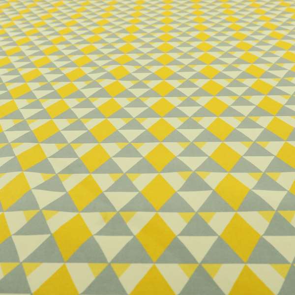 Freedom Printed Velvet Fabric Collection Le Triangle Modern Design In Yellow Grey Colours Upholstery Fabric CTR-65 - Roman Blinds