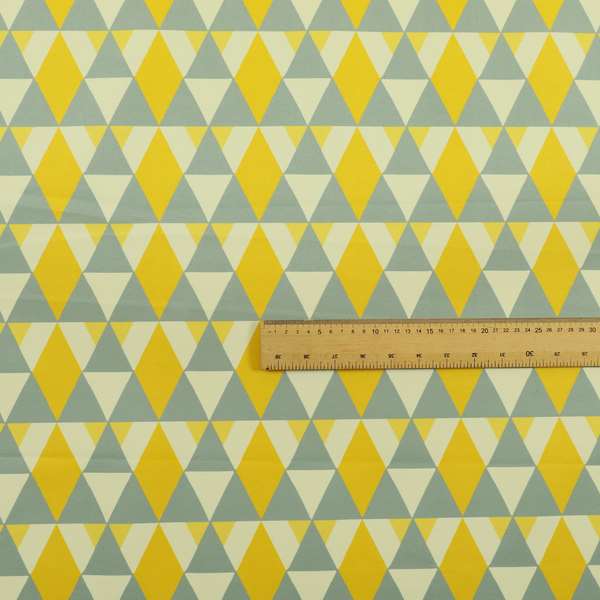 Freedom Printed Velvet Fabric Collection Le Triangle Modern Design In Yellow Grey Colours Upholstery Fabric CTR-65 - Roman Blinds