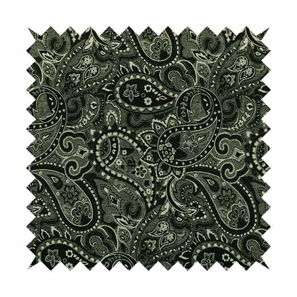 Bruges Life Paisley Pattern Black Chenille Upholstery Curtain Fabric CTR-661 - Made To Measure Curtains