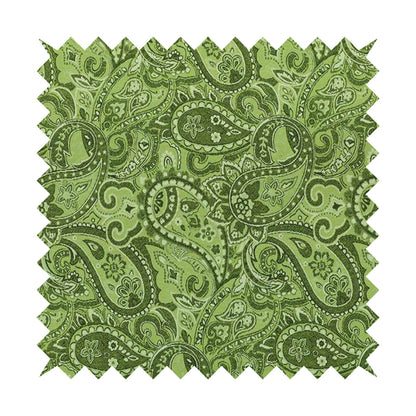 Bruges Life Paisley Pattern Green Chenille Upholstery Curtain Fabric CTR-662 - Made To Measure Curtains