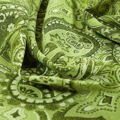 Bruges Life Paisley Pattern Green Chenille Upholstery Curtain Fabric CTR-662 - Roman Blinds