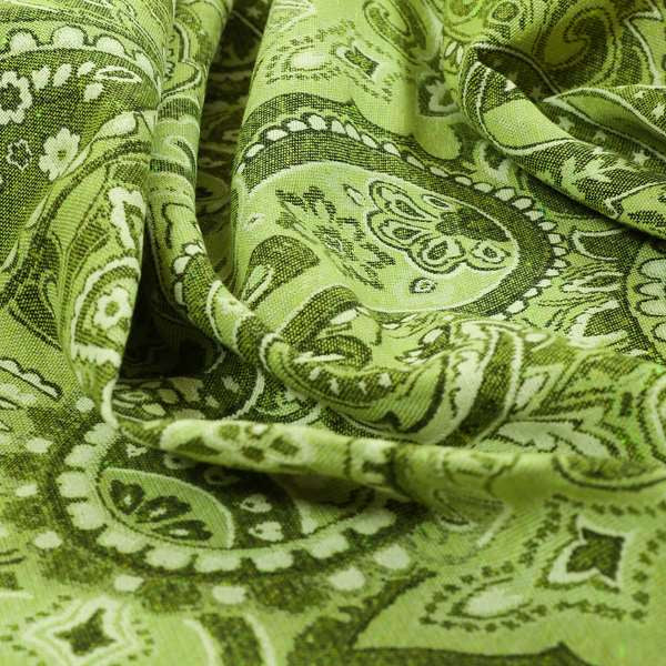 Bruges Life Paisley Pattern Green Chenille Upholstery Curtain Fabric CTR-662