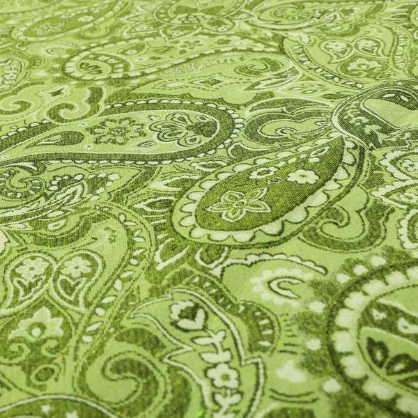 Bruges Life Paisley Pattern Green Chenille Upholstery Curtain Fabric CTR-662 - Roman Blinds