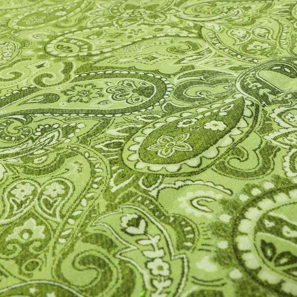 Bruges Life Paisley Pattern Green Chenille Upholstery Curtain Fabric CTR-662