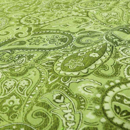 Bruges Life Paisley Pattern Green Chenille Upholstery Curtain Fabric CTR-662 - Made To Measure Curtains