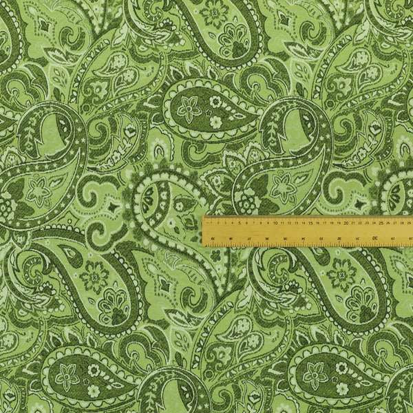 Bruges Life Paisley Pattern Green Chenille Upholstery Curtain Fabric CTR-662 - Roman Blinds