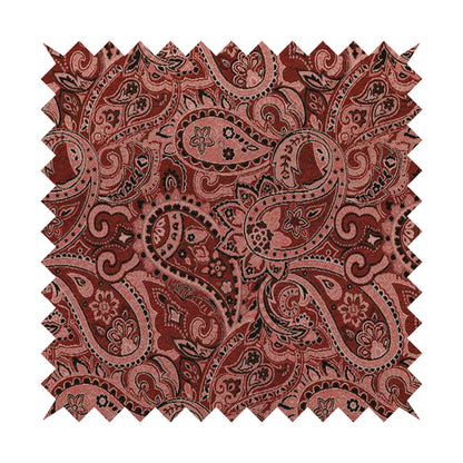 Bruges Life Paisley Pattern Red Chenille Upholstery Curtain Fabric CTR-663 - Roman Blinds