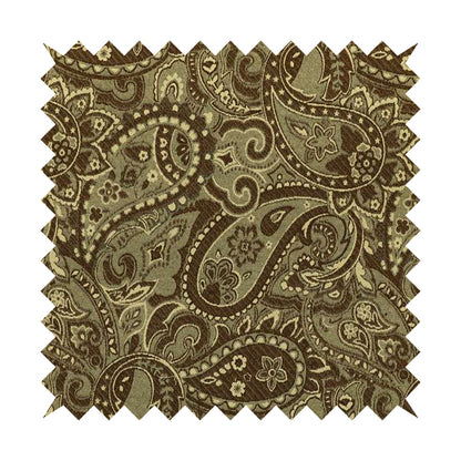 Bruges Life Paisley Pattern Brown Chenille Upholstery Curtain Fabric CTR-664 - Roman Blinds