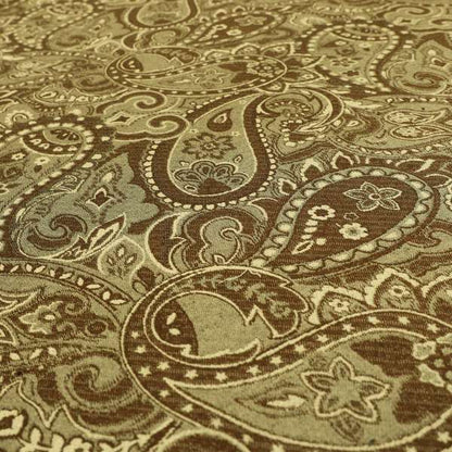 Bruges Life Paisley Pattern Brown Chenille Upholstery Curtain Fabric CTR-664 - Made To Measure Curtains